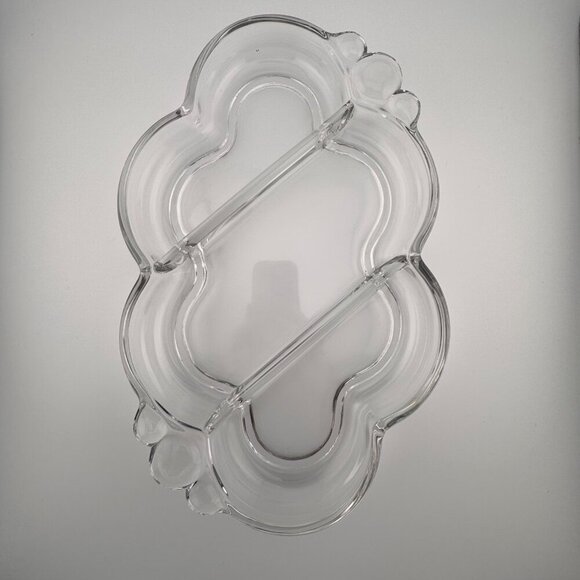 Vintage Duncan & Miller Crystal Canterbury 3 part divided relish dish 10” - Picture 7 of 8